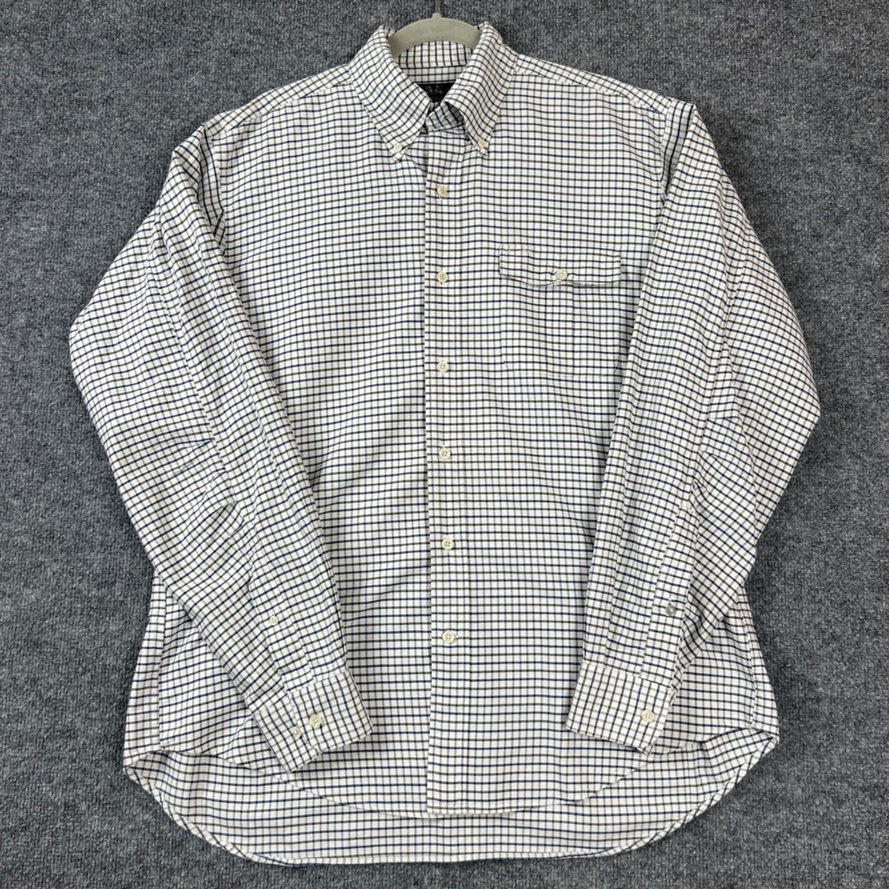 Willis & Geiger Dress Shirt Men 16/35 White Tattersall Check Cotton Button Down